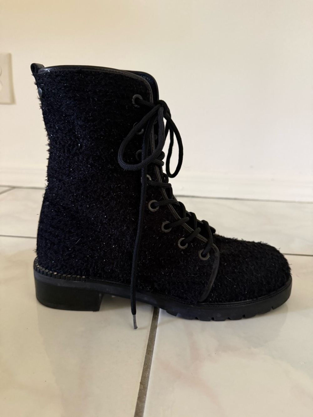 Stuart Weitzman Metermaid Metallic Shimmer Bouclé Leather Ankle Boots 9.5 $598